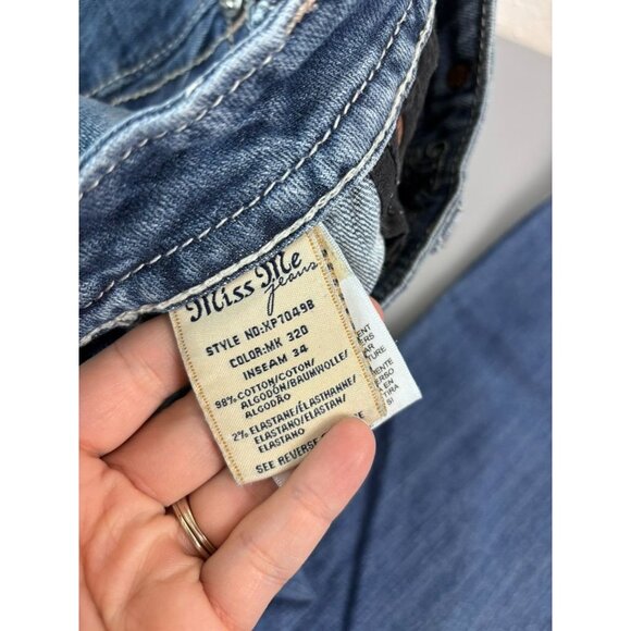 Miss Me women's‎ 27 relaxed boot cut medium wash denim jeans cross embroidered - Picture 8 of 8